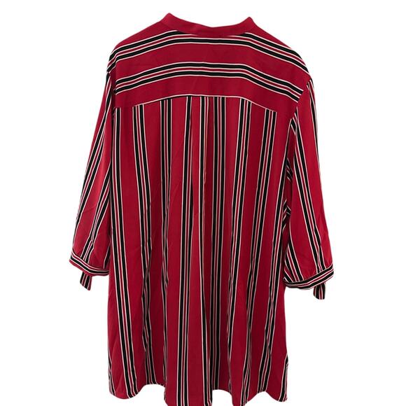 Eloquii Plus Striped Long Tie Cuff Sleeve Stripe Dress Red Black Size 22 - Picture 3 of 9